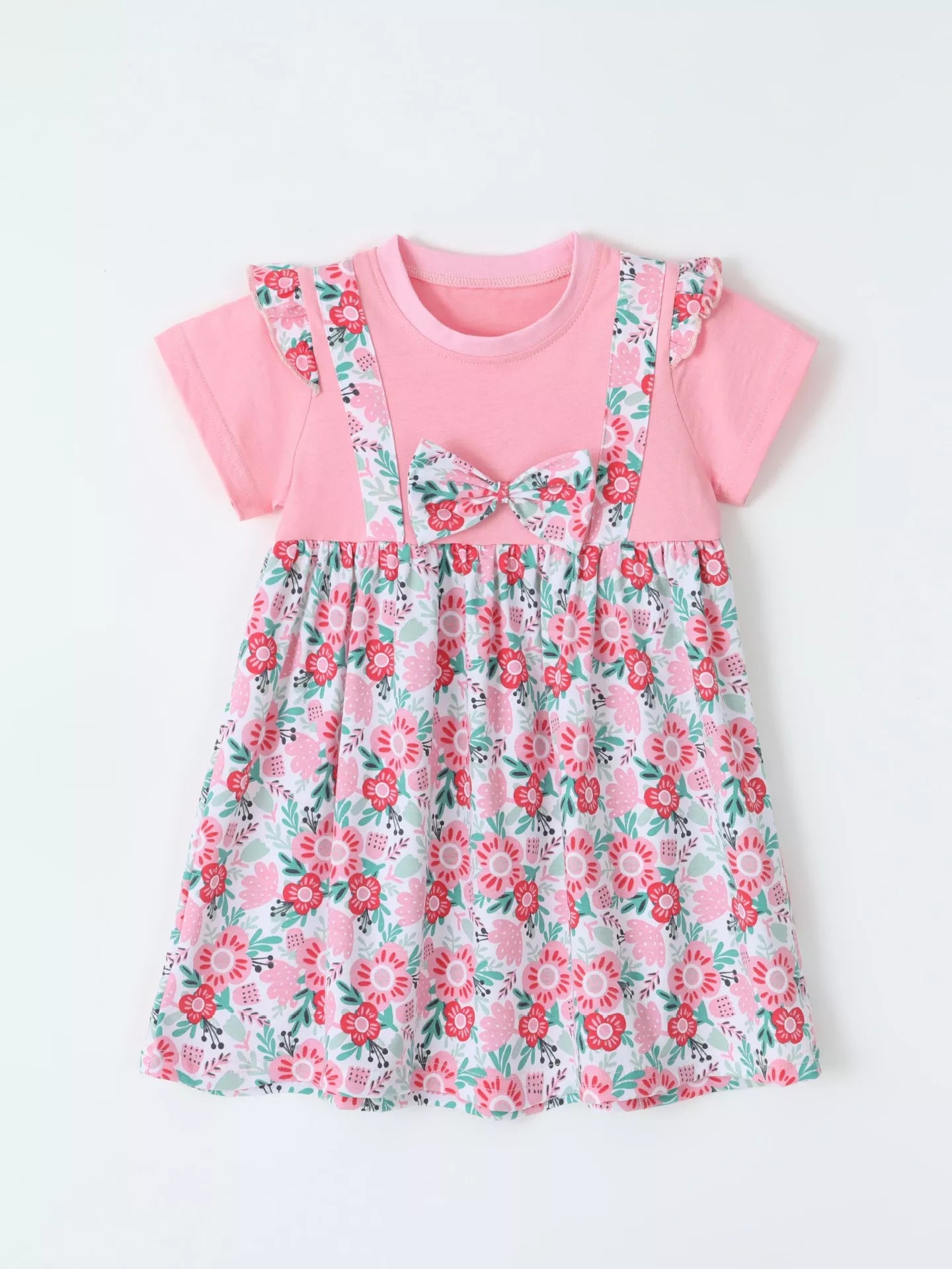 Children's Floral Print Bow Detail Dress
