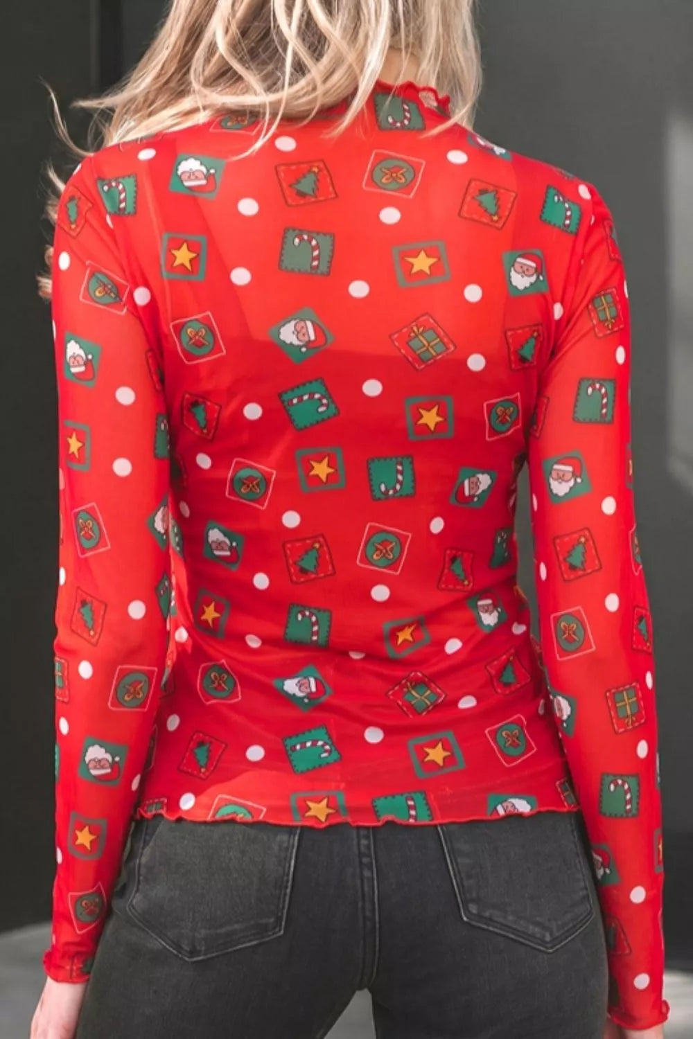 Abstract Print Long Sleeve Stand Neck Sheath Blouse