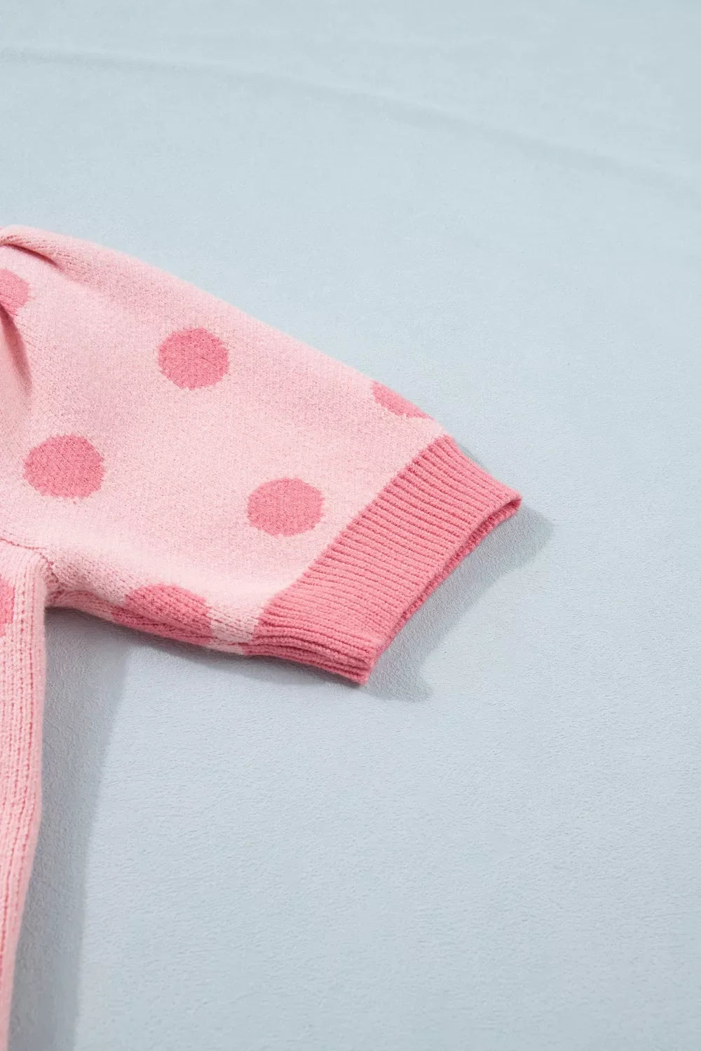 Polka Dot Puff Short Sleeve Sweater Top