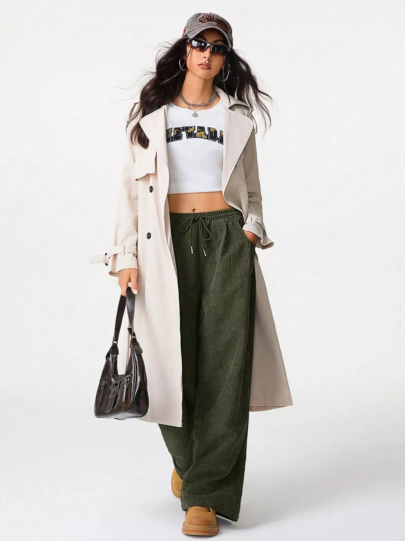Casual Corduroy Wide Leg Pants