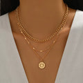 18K Gold-Plated Three Layered Pendant Necklace