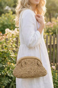 Fame Woven Raffia Frame Shoulder Bag