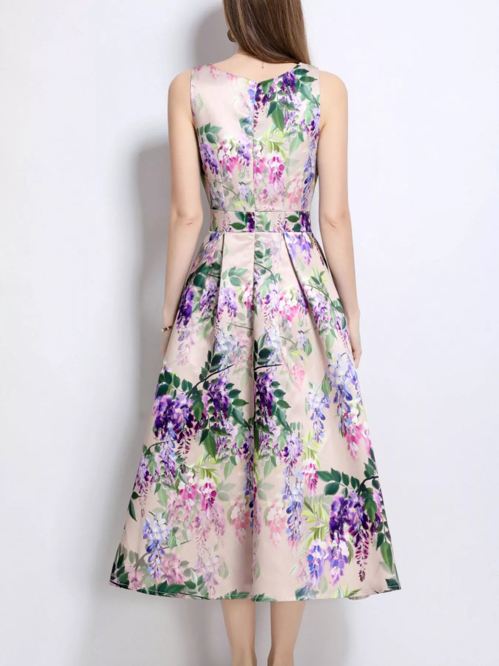 Floral Print Sleeveless Midi Dress