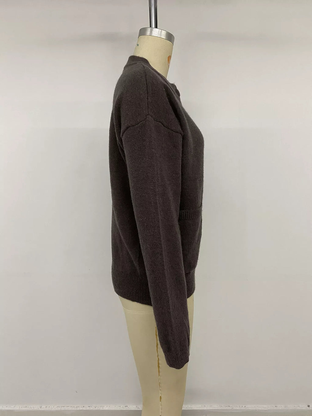 Crew Neck Button-Up Cardigan