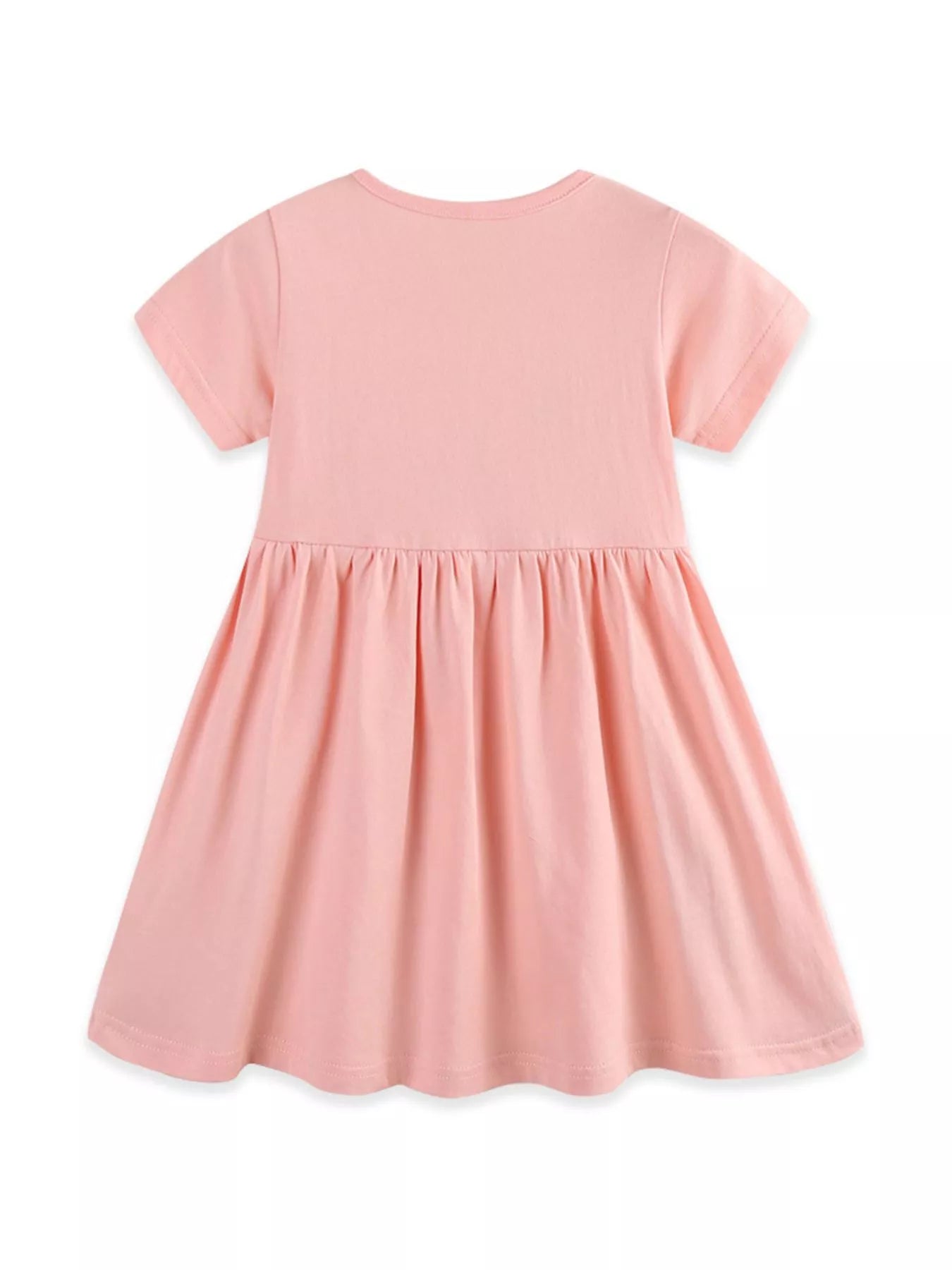 Children's Cute Cartoon Applique Short Sleeve Casual Dress