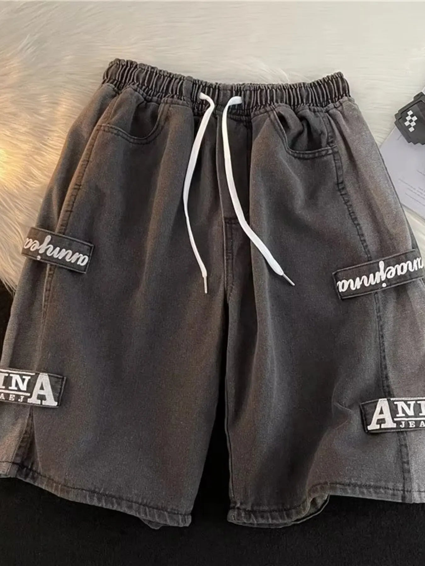 Men's Full Size Drawstring Loose Fit Denim Shorts Plus Size
