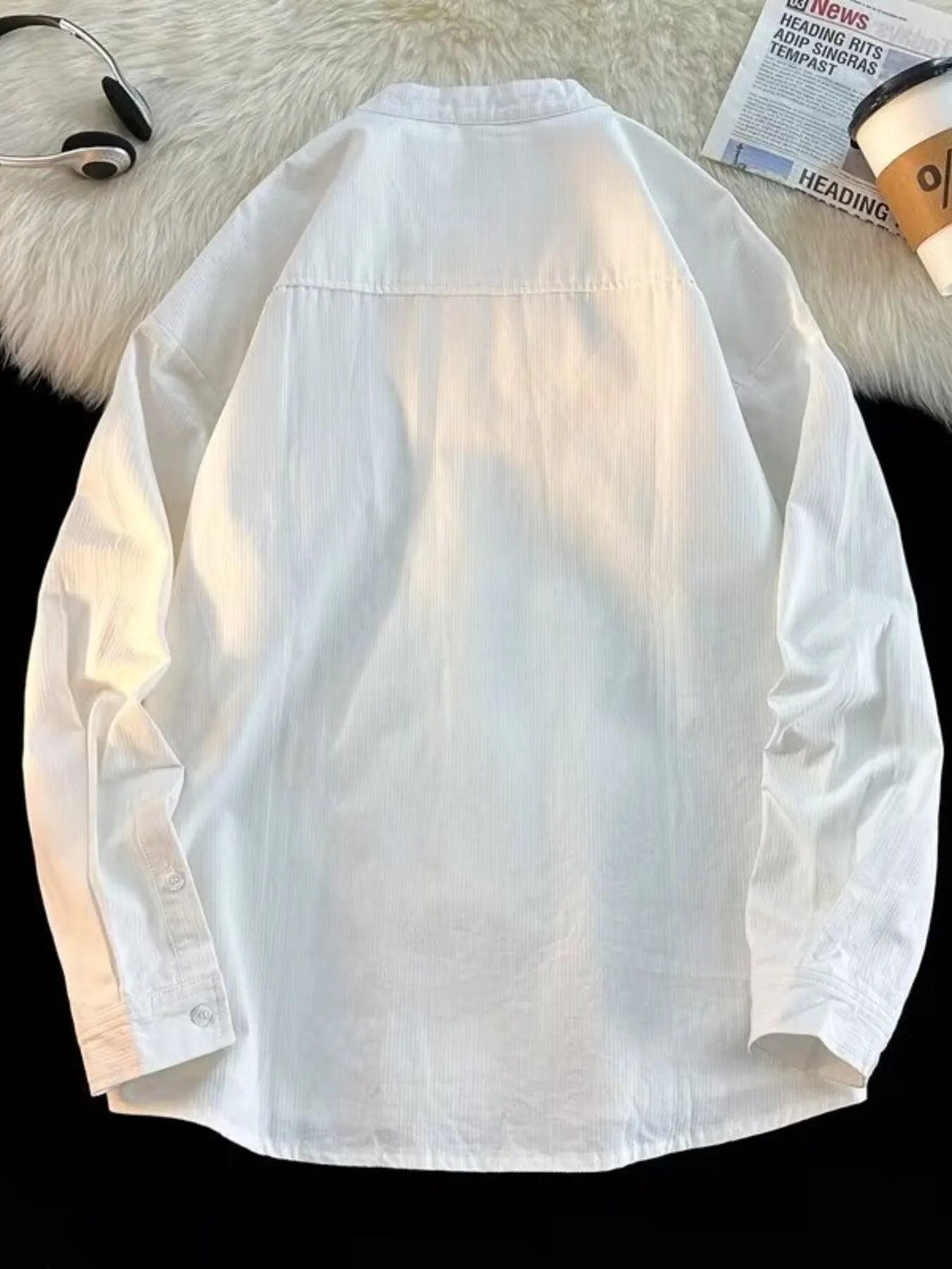 Men's Plus Size Chinese Style Button-Up Long Sleeve Shirt