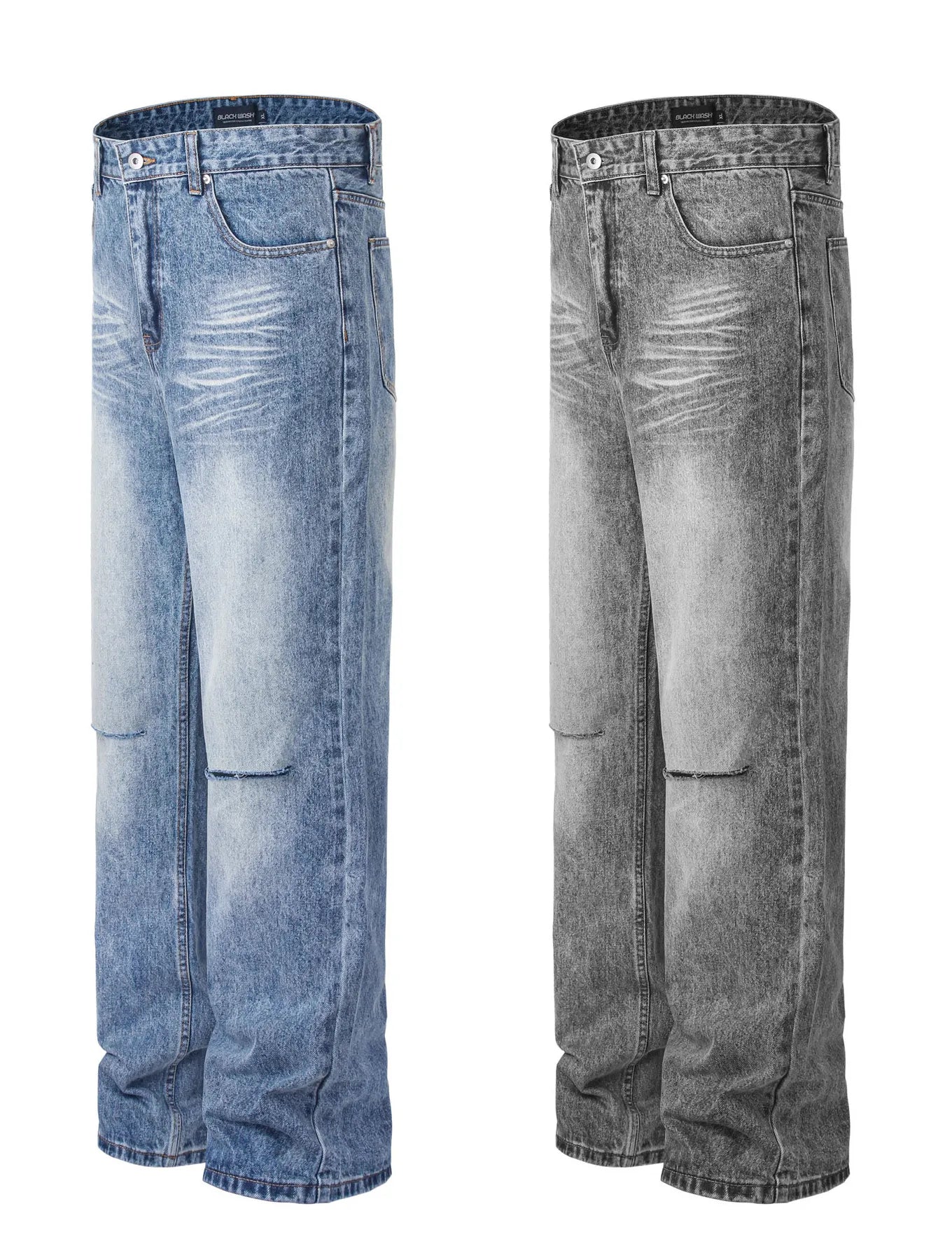 Men's Washed Distressed Relaxed Fit Jeans