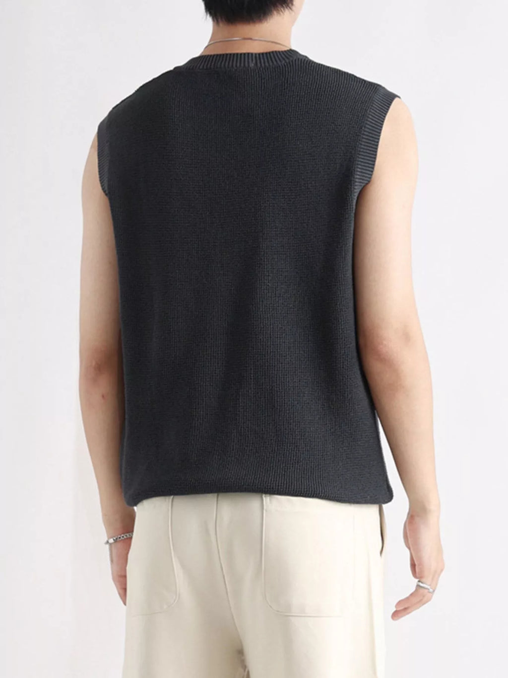 Men's Plus Size Knitted Zip-Up Tank