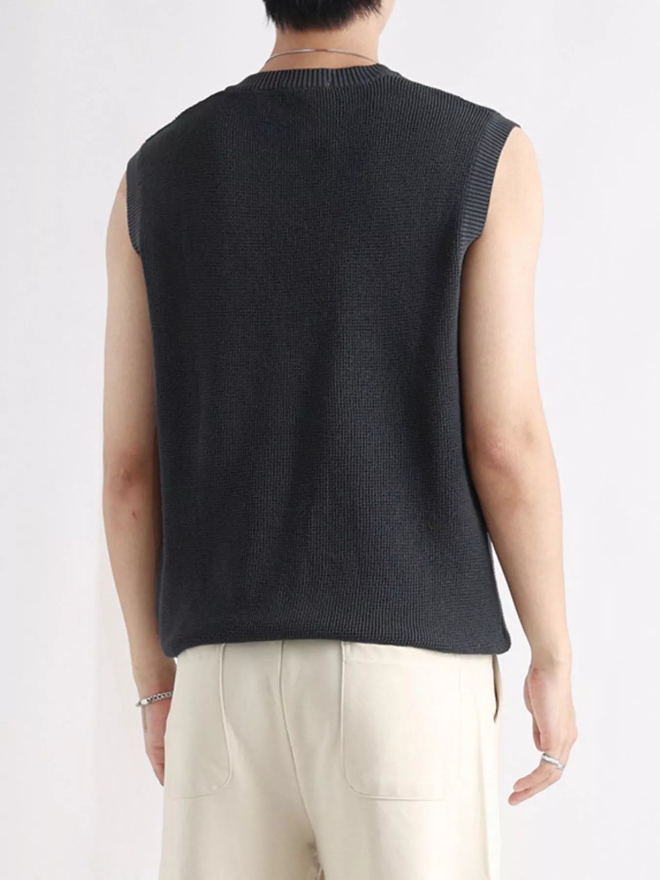 Men's Plus Size Knitted Zip-Up Tank