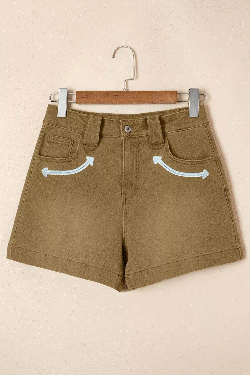 Contrast Arrow Detail Western Denim Shorts