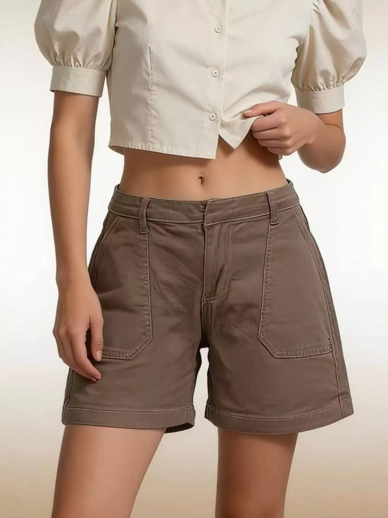 Pocketed Denim Shorts