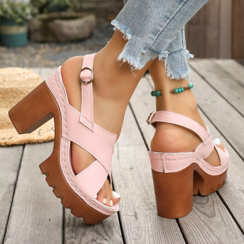 Open Toe Block Heels Sandals