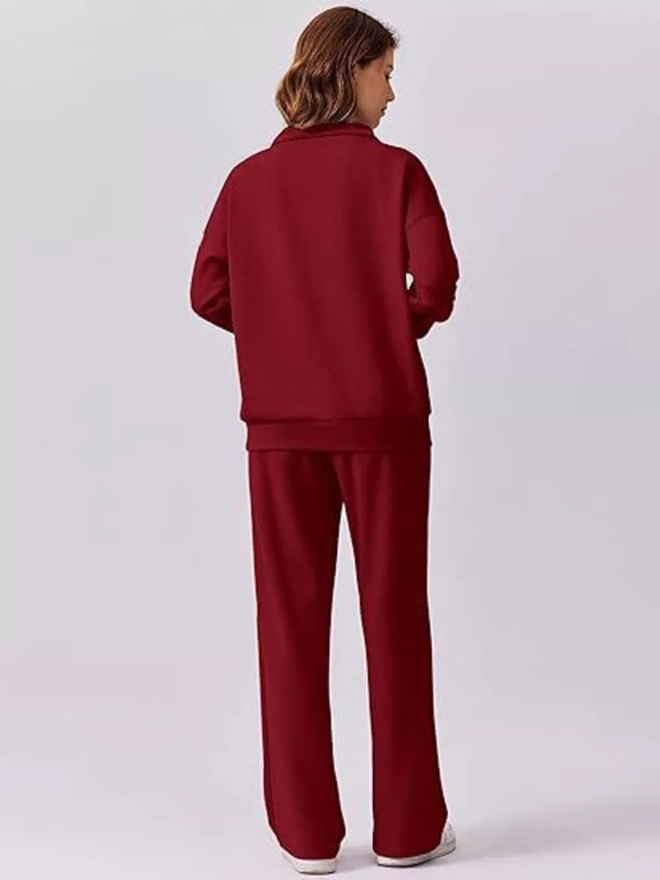 Relaxed Fit Quarter-Zip Top and Pants Set