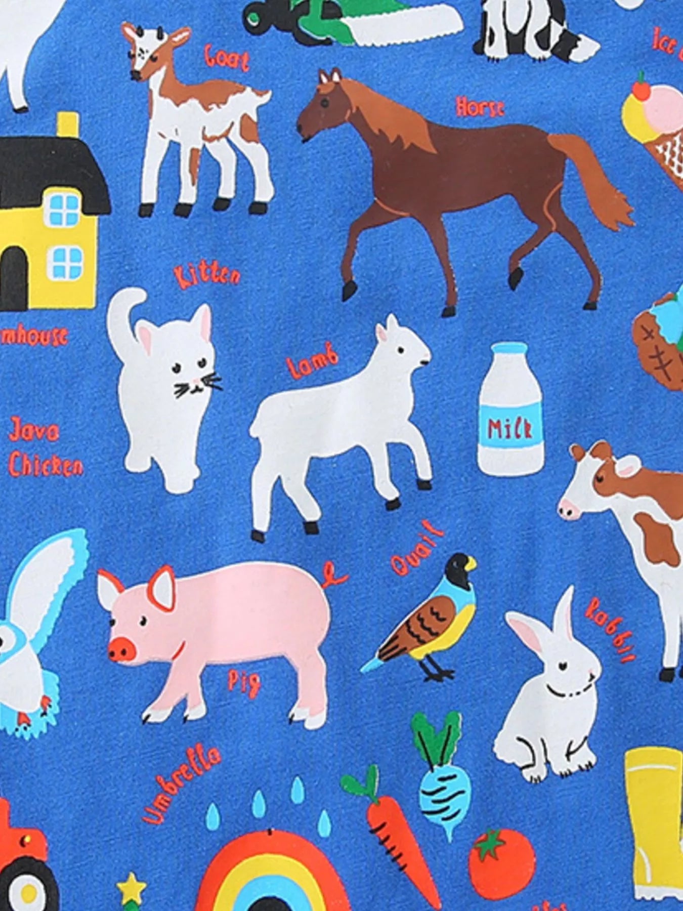 Children's Farm Alphabet Print Crew Neck T-Shirt