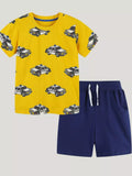 Kids' Police Car Print T-Shirt and Shorts Set