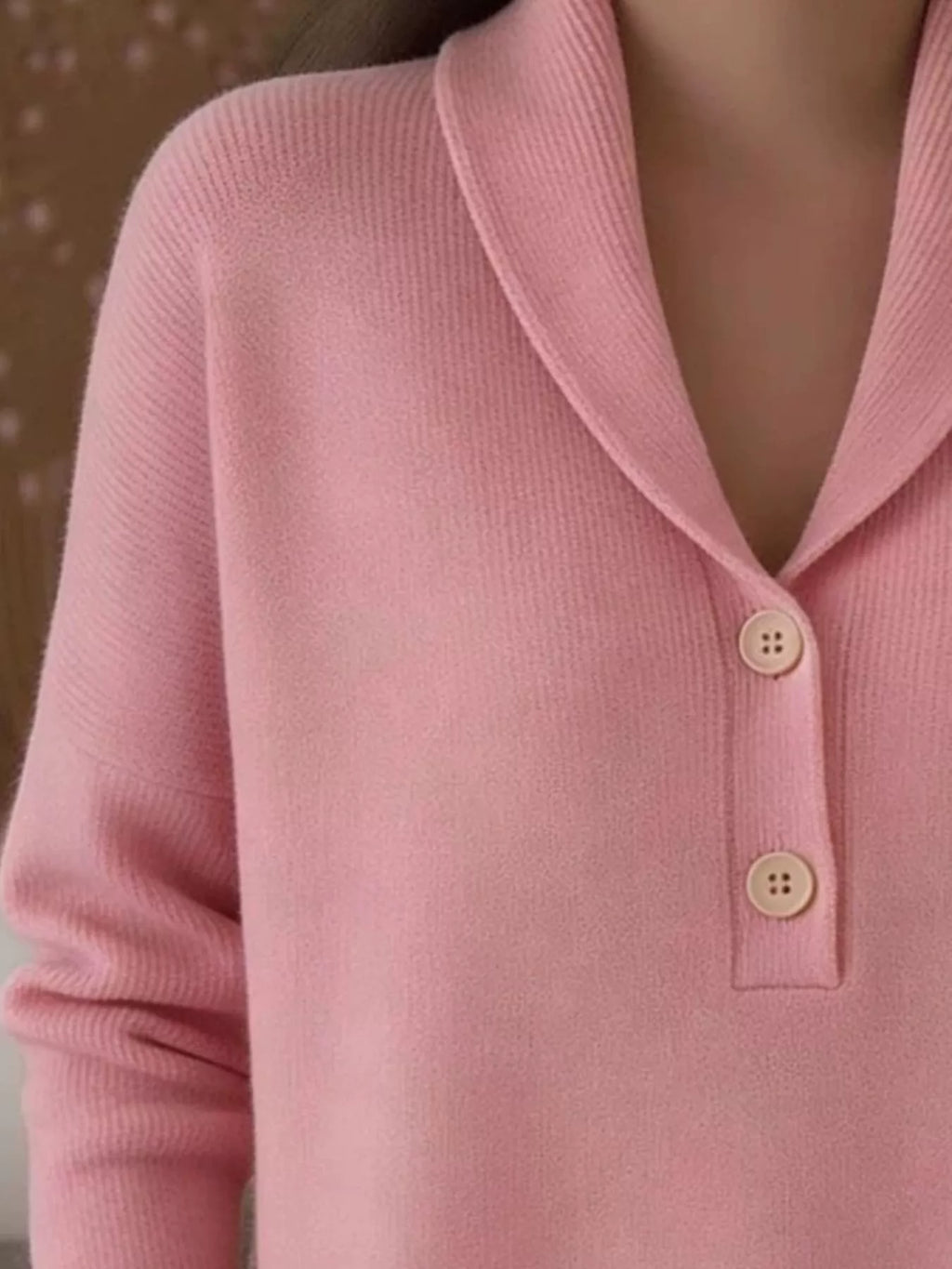 Full Size Button Detail Long Sleeve Sweater Plus Size