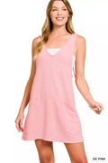 Zenana Washed Slub Adjustable Strap Overall Dress