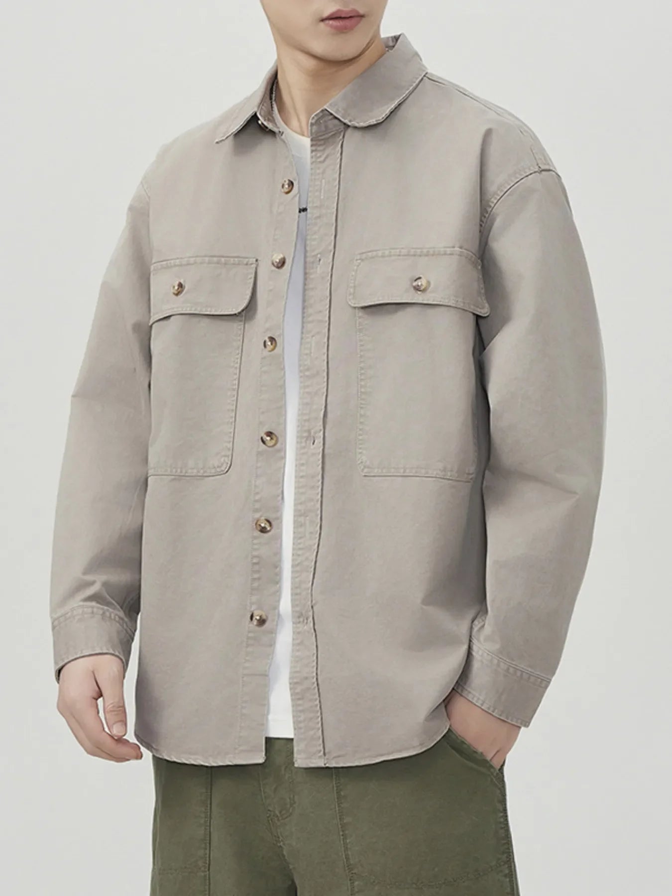Men's Plus Size Button Up Long Sleeve Shirt