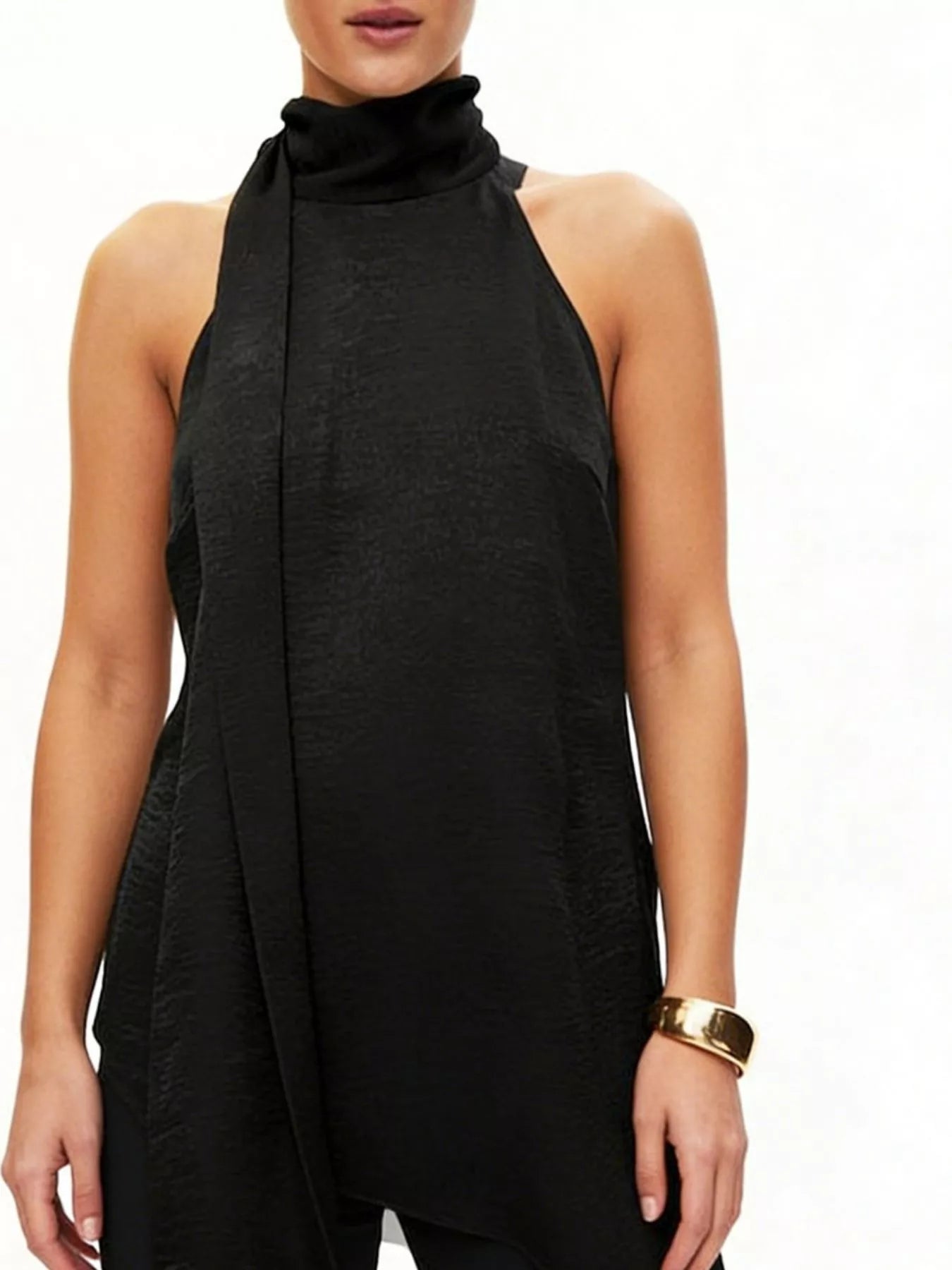 Elegant Halter Neck Asymmetrical Sleeveless Top