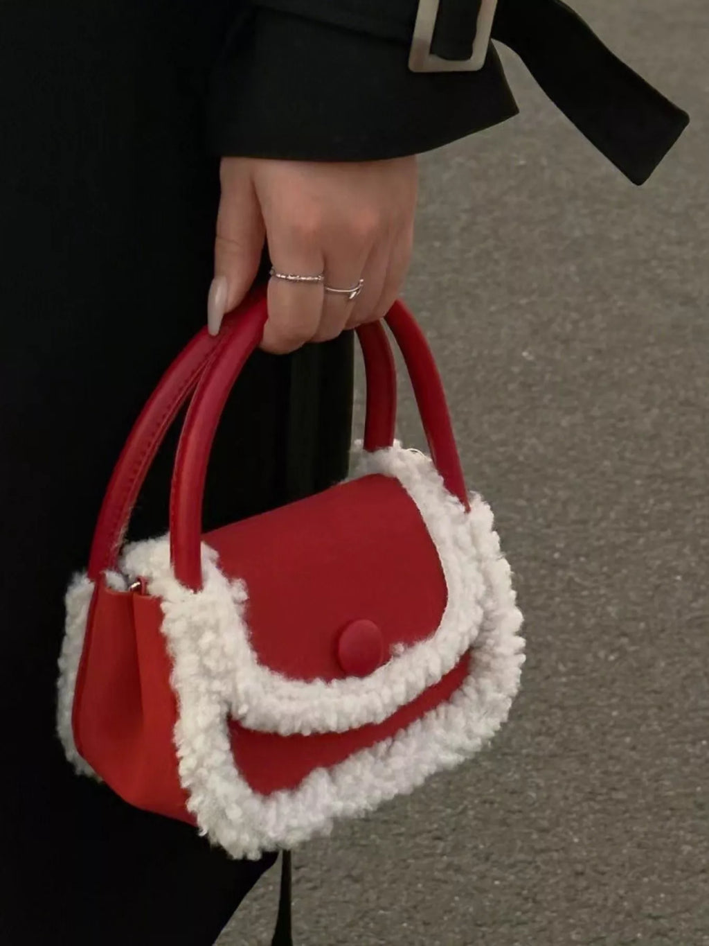 Fluffy Trim Mini Crossbody Bag