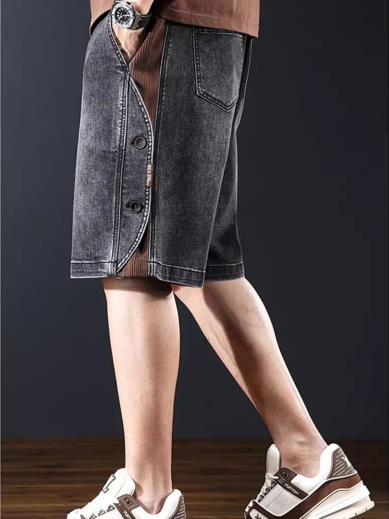 Men's Plus Size Wide Leg Denim Shorts