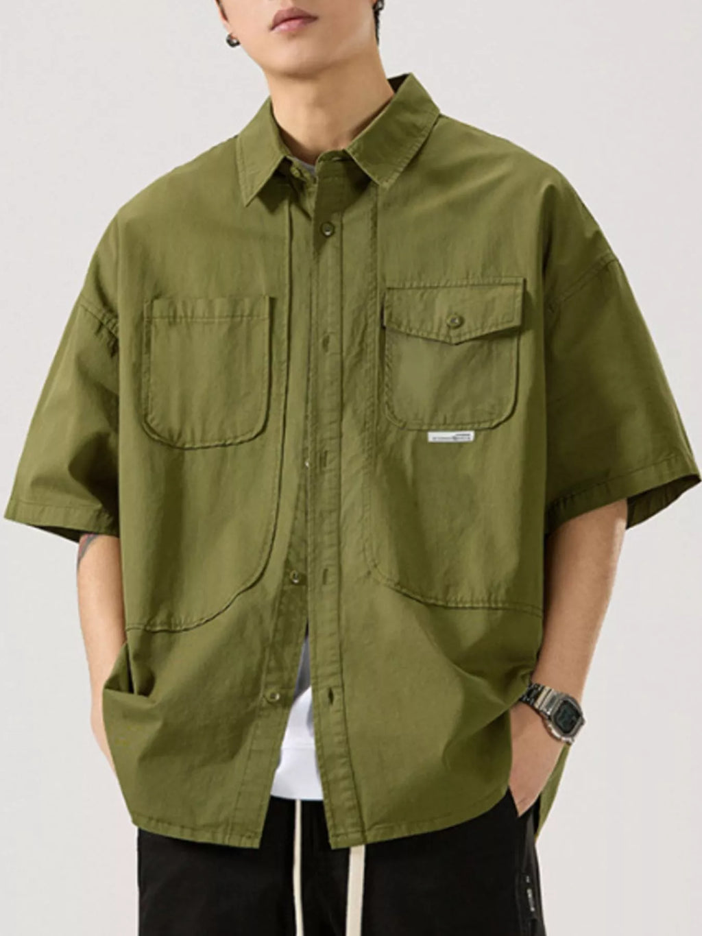 Men's Full Size Button Up Half Sleeve Shirt Plus Size