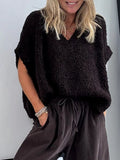 Textured Knit V-Neck Sweater