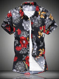 Men's Plus Size Floral Print Short Sleeve Casual Shirt