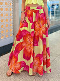 Floral Print Flowy Maxi Skirt
