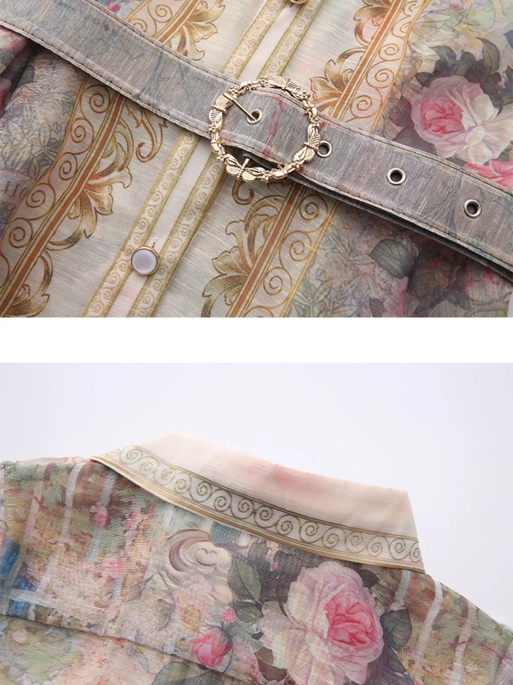 Floral Print Belted Shirt Dress