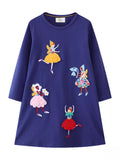 Children's Fairy Applique Long Sleeve Casual Dress