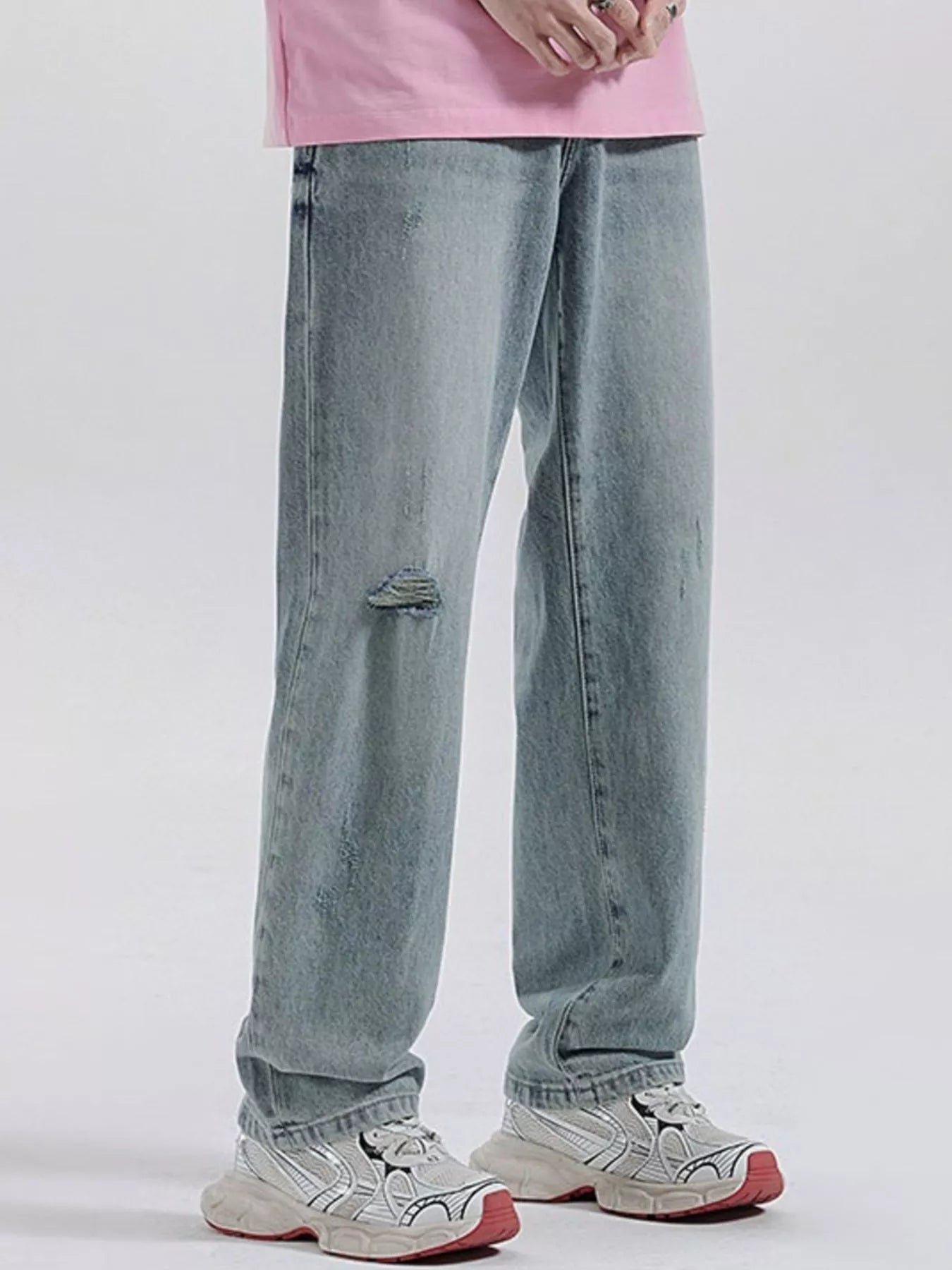 Men's Distressed Wide Leg Jeans