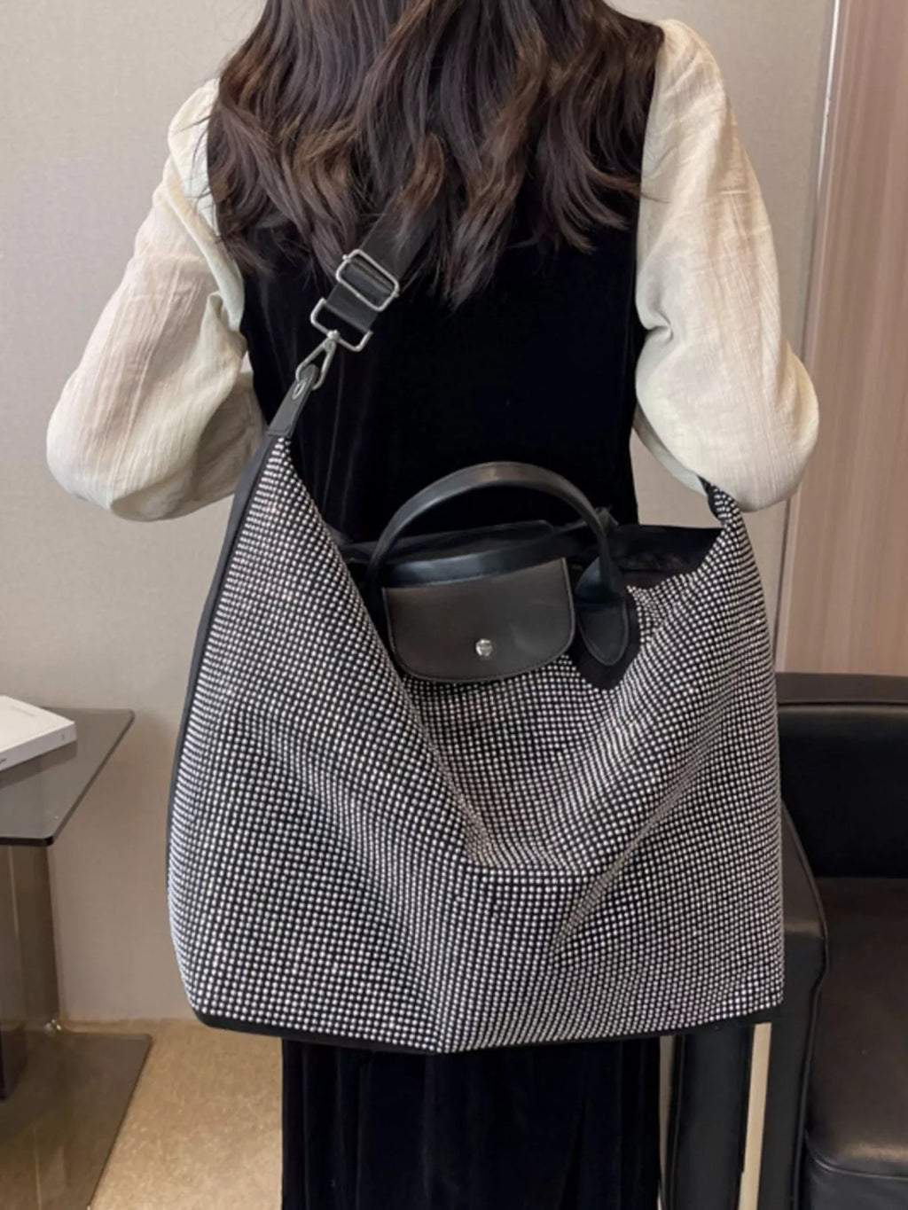 Rhinestone Embellished Crossbody Bag