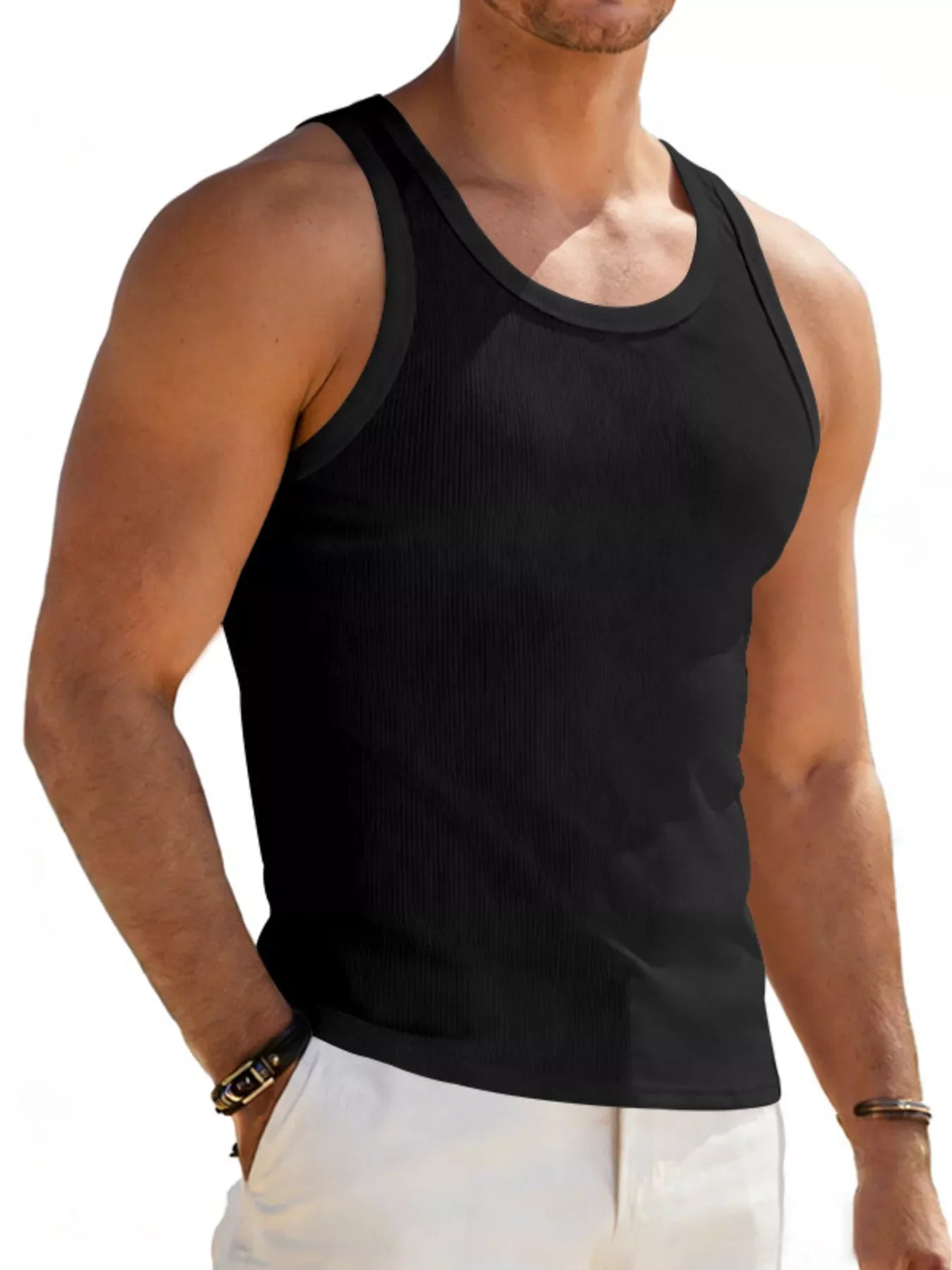 Men's Full Size Round Neck Tank Plus Size