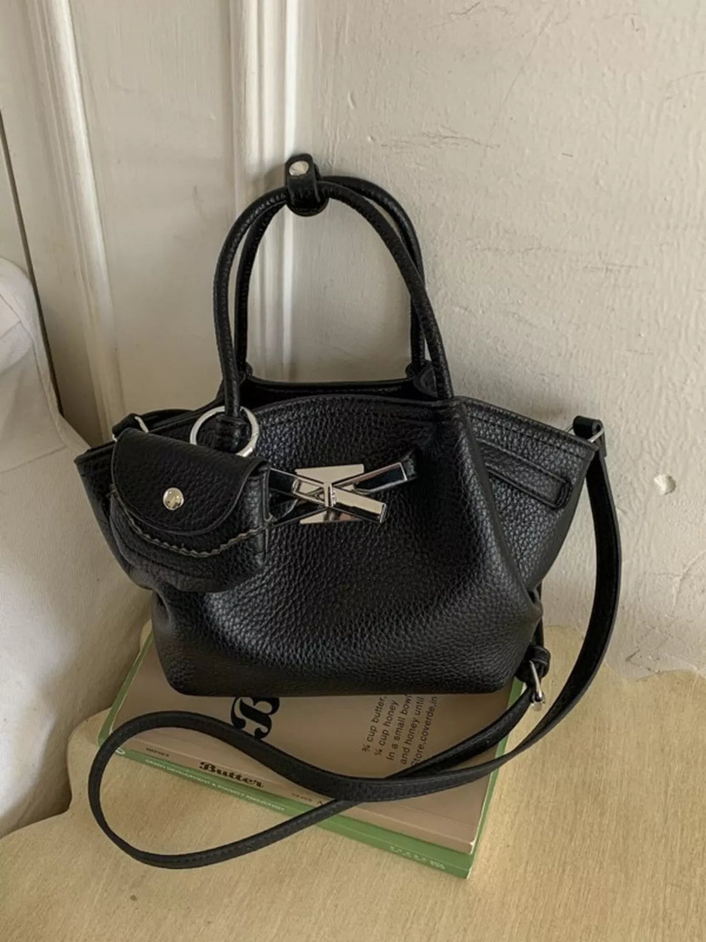 Top Handle Leather Crossbody Bag