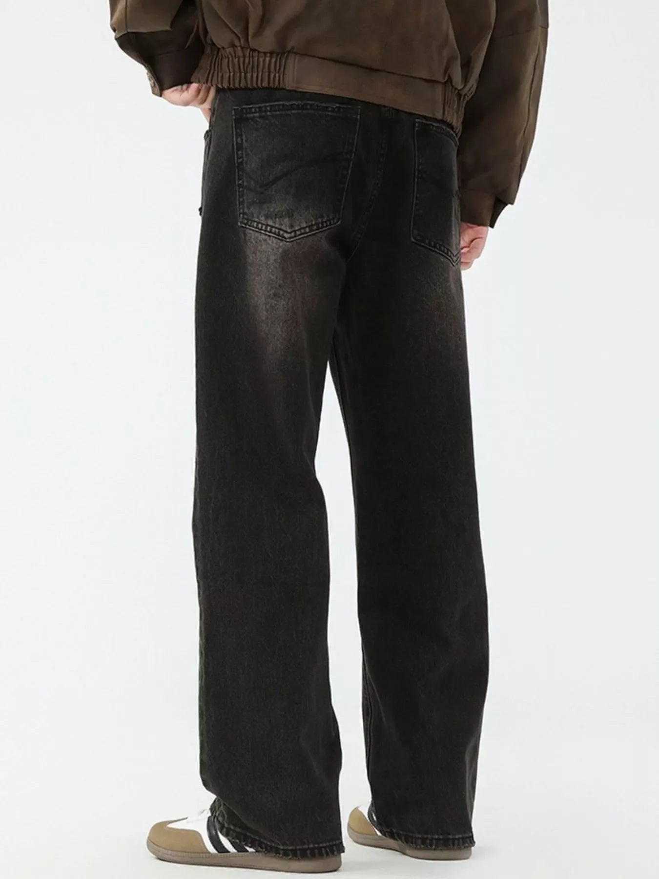 Men's Full Size Wash Wide Leg Jeans Plus Size
