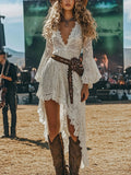 Lace High-Low V-Neck Dress