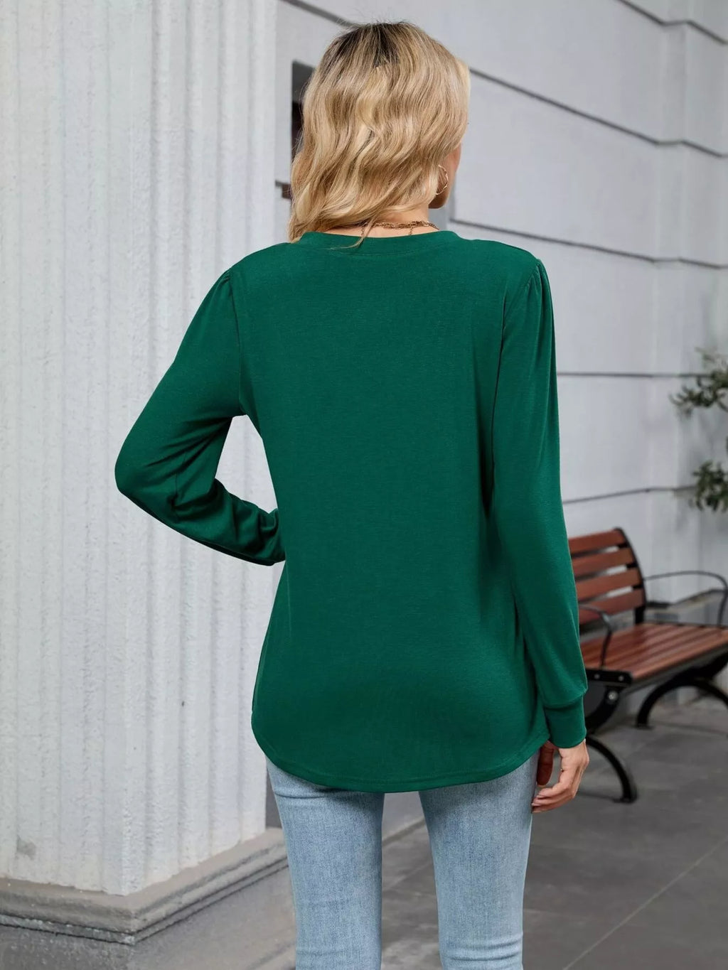 V-Neck Long Sleeve Relaxed Fit T-Shirt