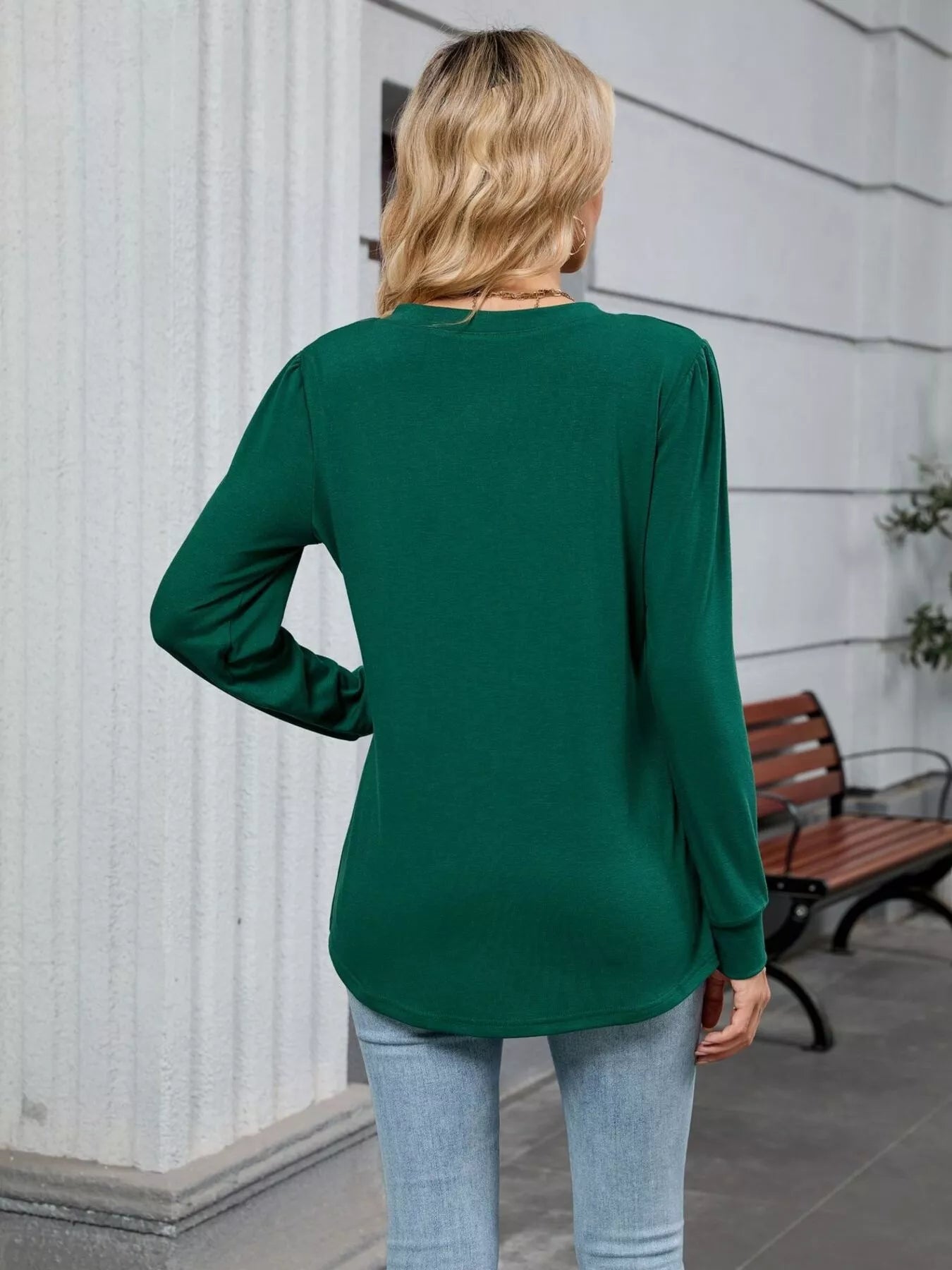 V-Neck Long Sleeve Relaxed Fit T-Shirt