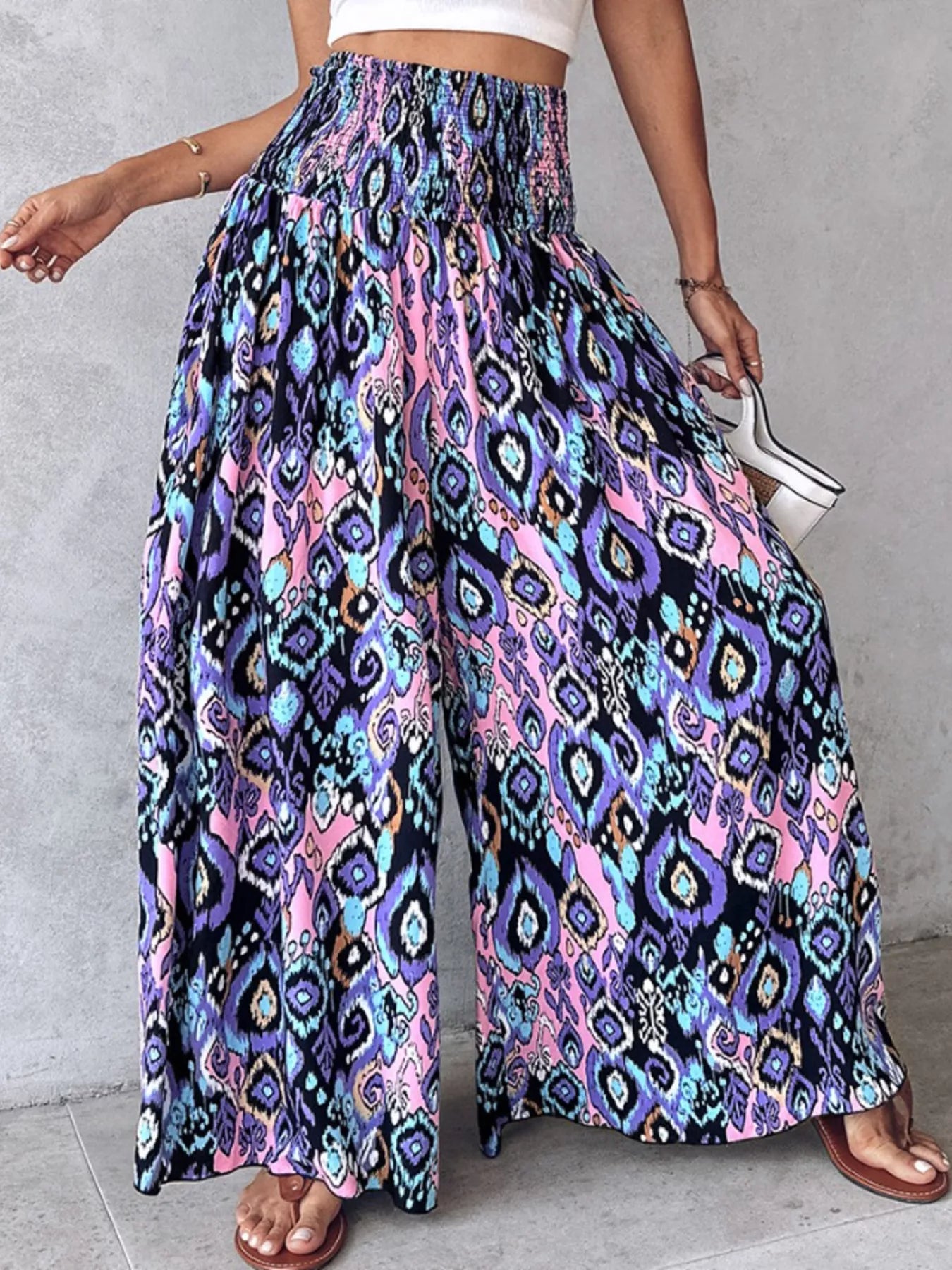 Printed Wide-Leg Pants