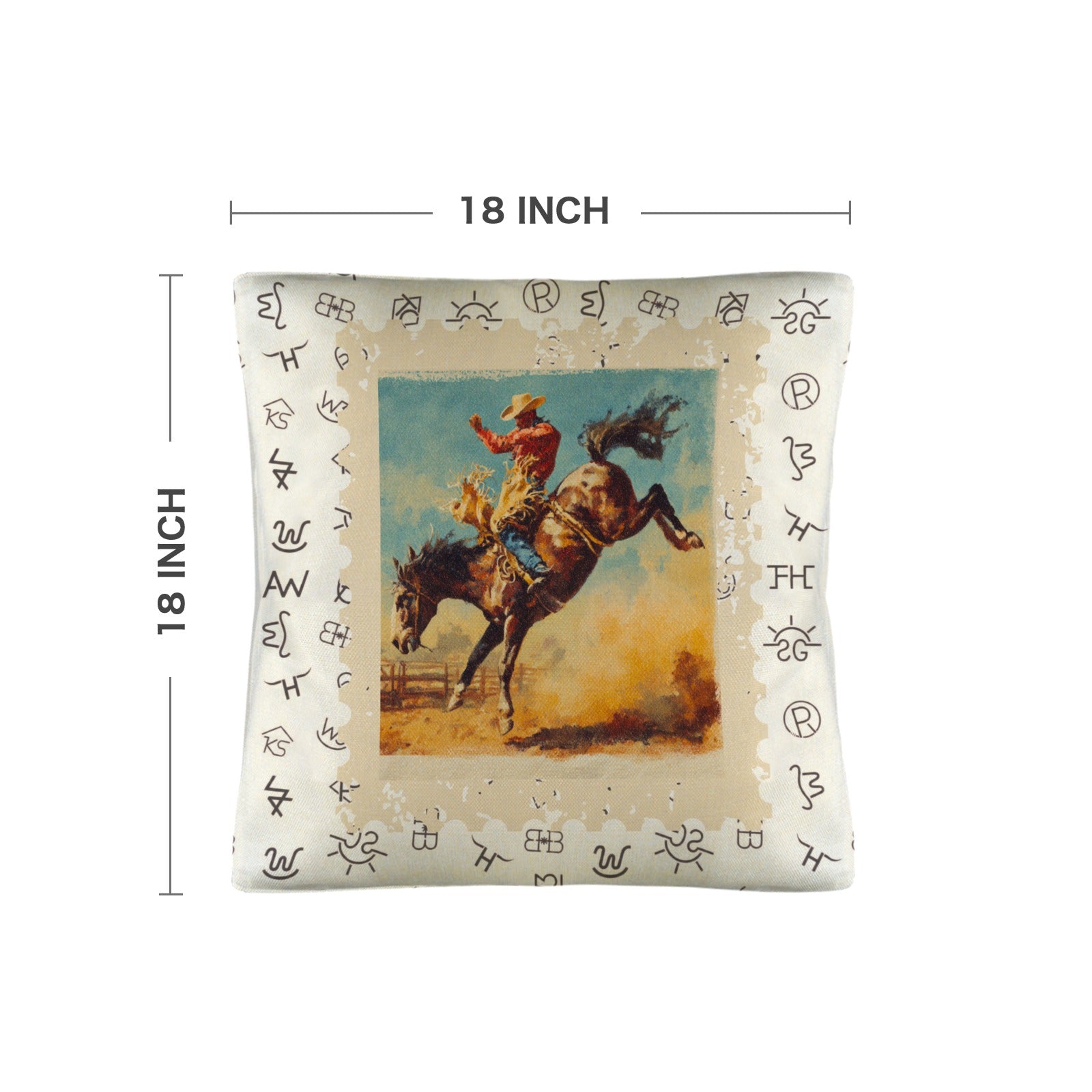 Baha Ranch Vintage Rodeo Stamp Throw Pillow Made in America
