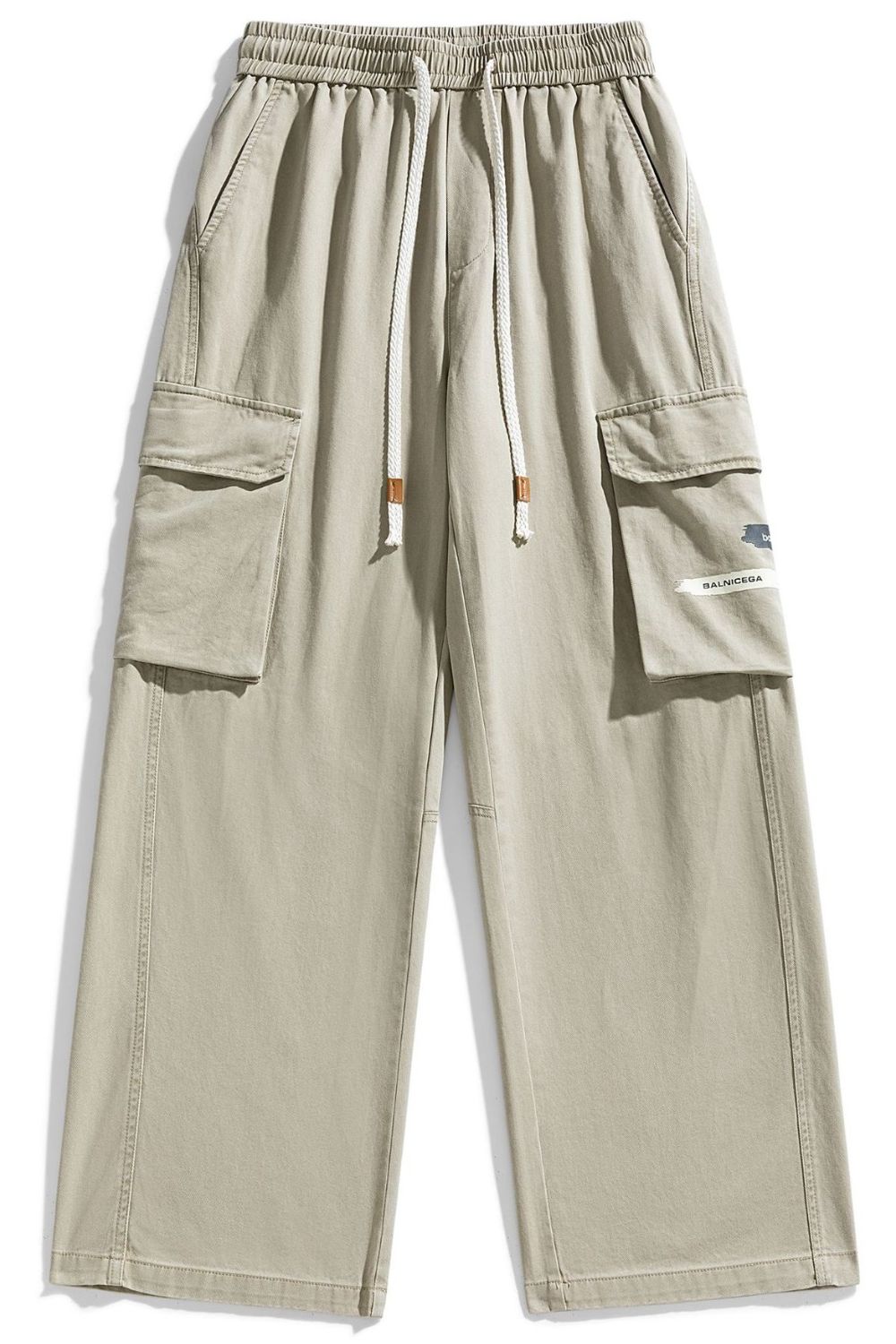 Men's Plus Size Loose Fit Cargo Pants with Drawstring