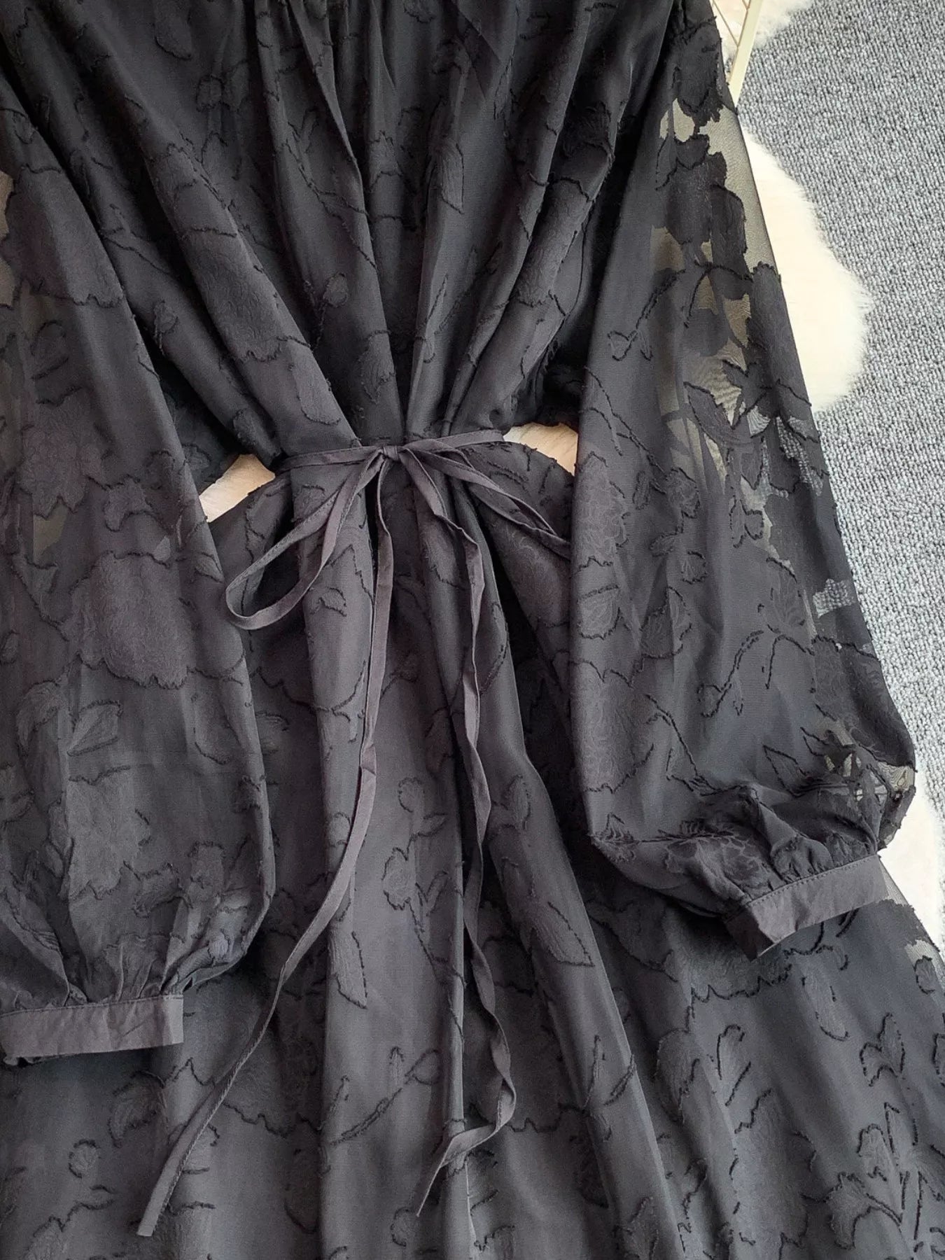 Tie Waist Long Sleeve Dress