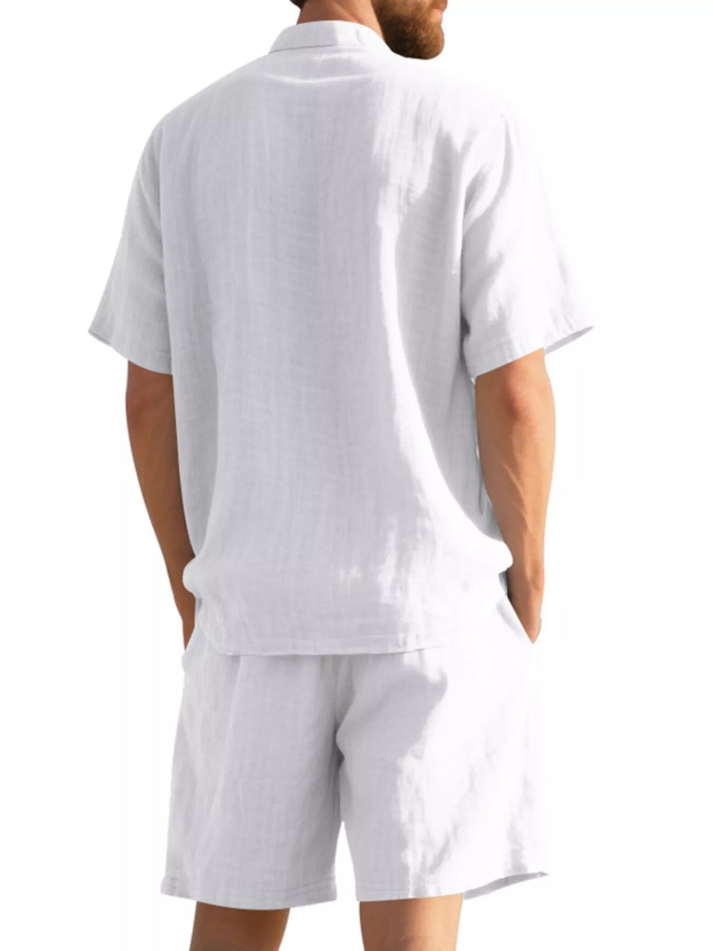 Men's Full Size Casual Short Sleeve Shirt and Shorts Set Plus Size
