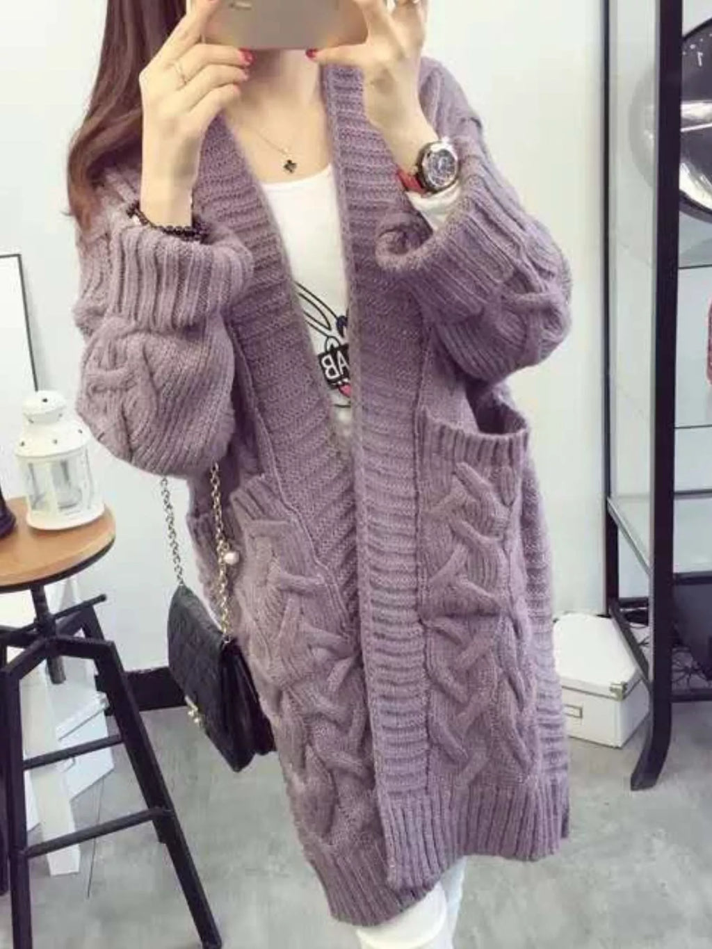 Full Size Chunky Knit Open Front Cardigan Plus Size