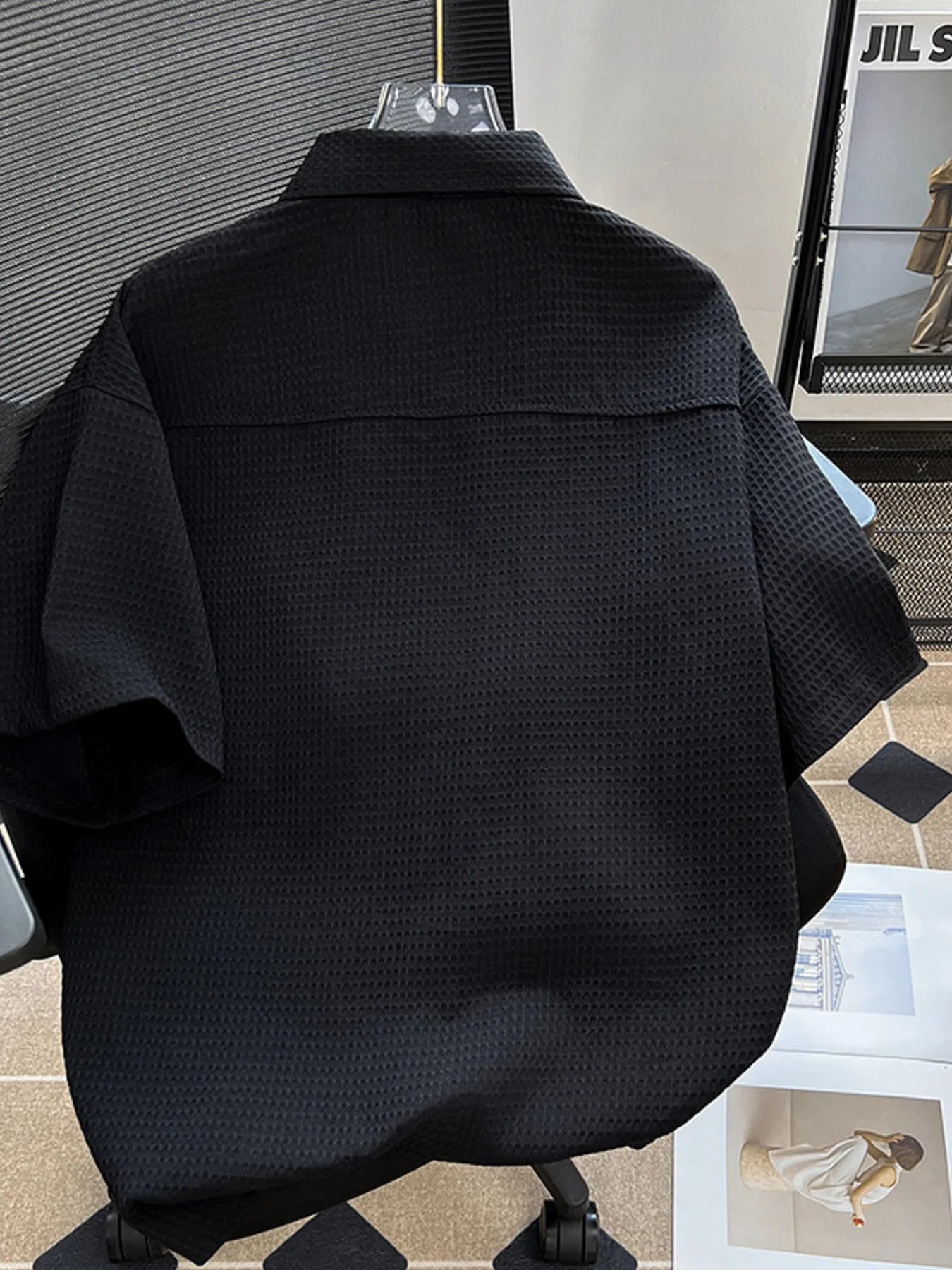 Men's Plus Size Waffle Texture Button Up Shirt