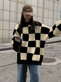 Checkerboard Pattern Oversized Sweater