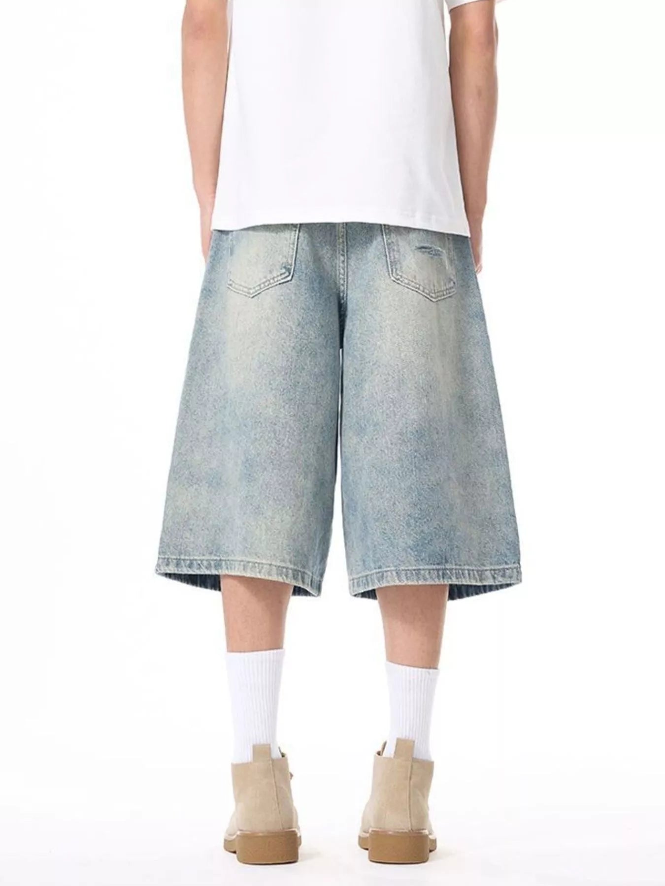 Men's Plus Size Distressed Washed Demin Shorts