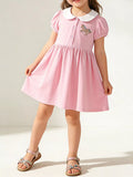Children's Unicorn Embroidered Peter Pan Collar Dress